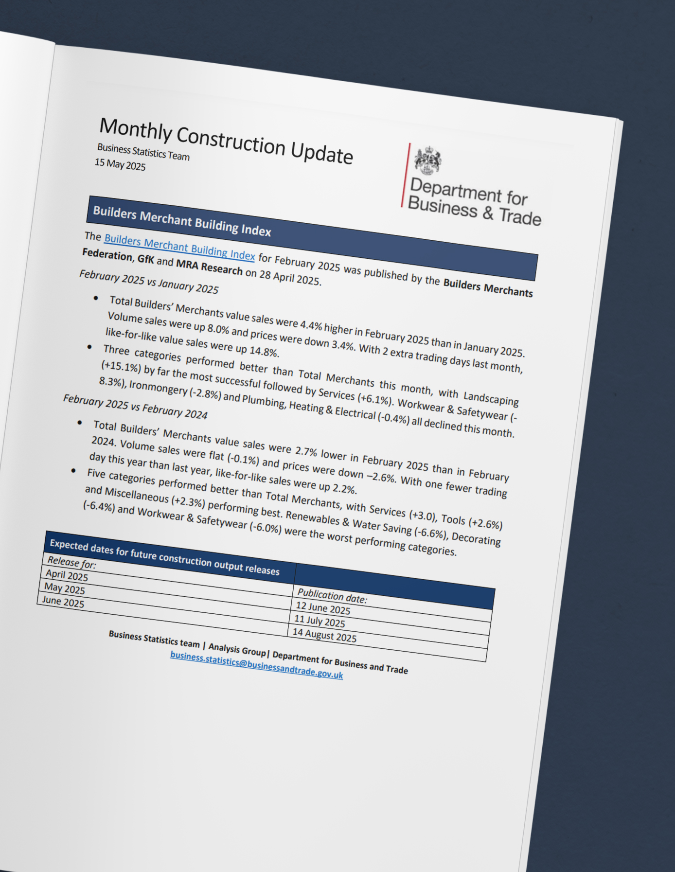 May Construction Update from the Department for Business & Trade ...